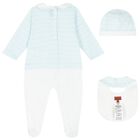 Baby Boys Blue & White Zig Zag Logo Babygrow Gift Set, 1, hi-res