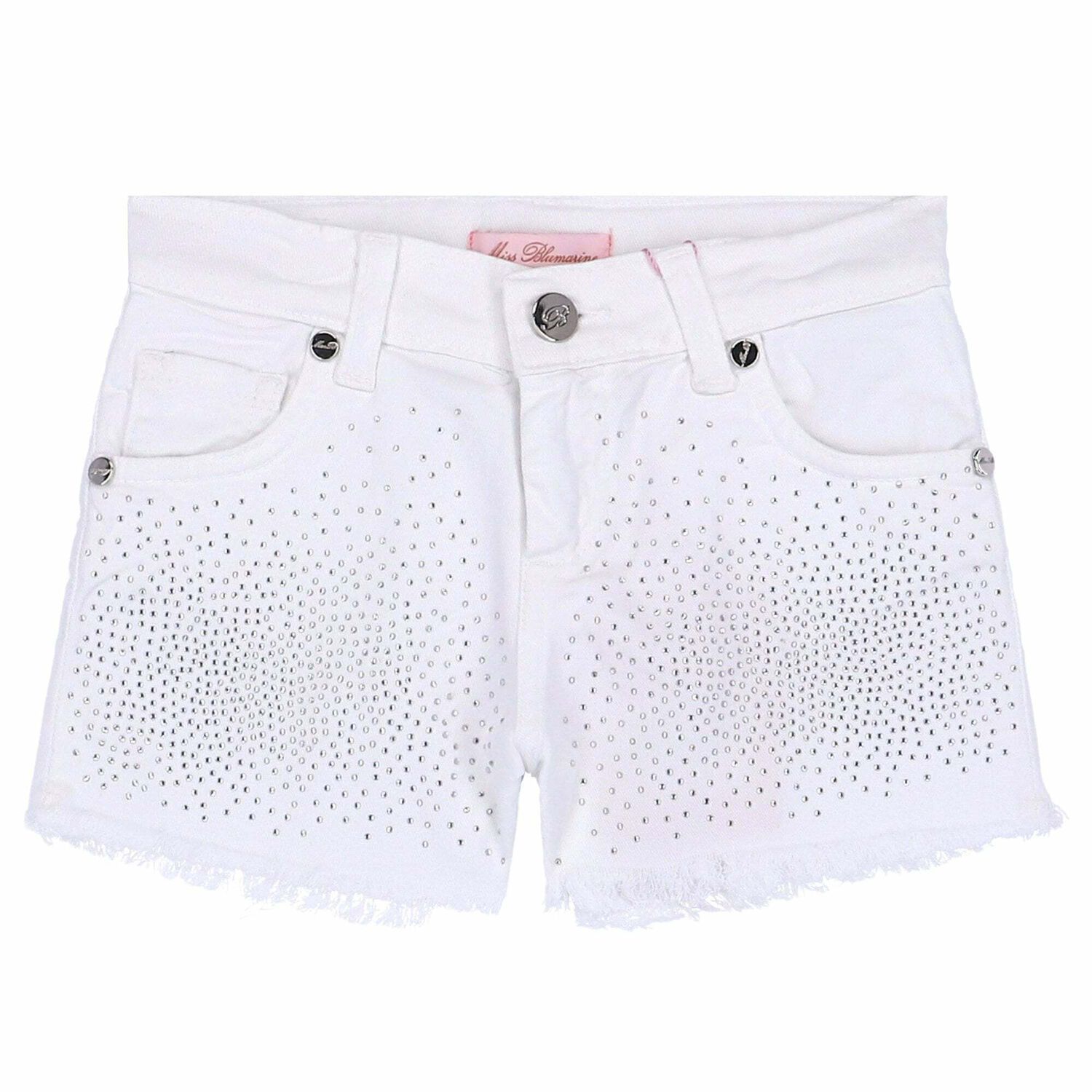 Girls White Embellished Shorts, 1, hi-res image number null