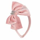 Girls Pink Velvet Bow Headband, 1, hi-res