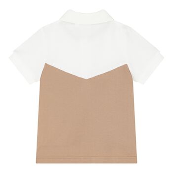 Baby Boys White & Beige Logo Polo Shirt