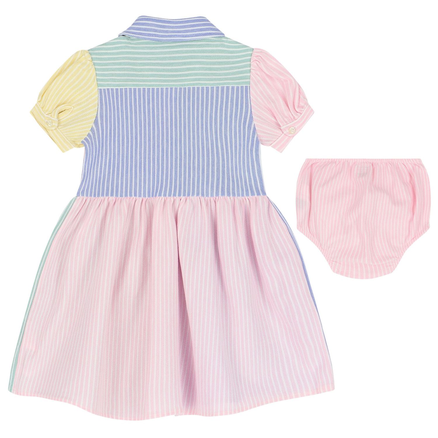 Baby Girls Multi-Coloured Striped Logo Polo Dress Set, 1, hi-res
