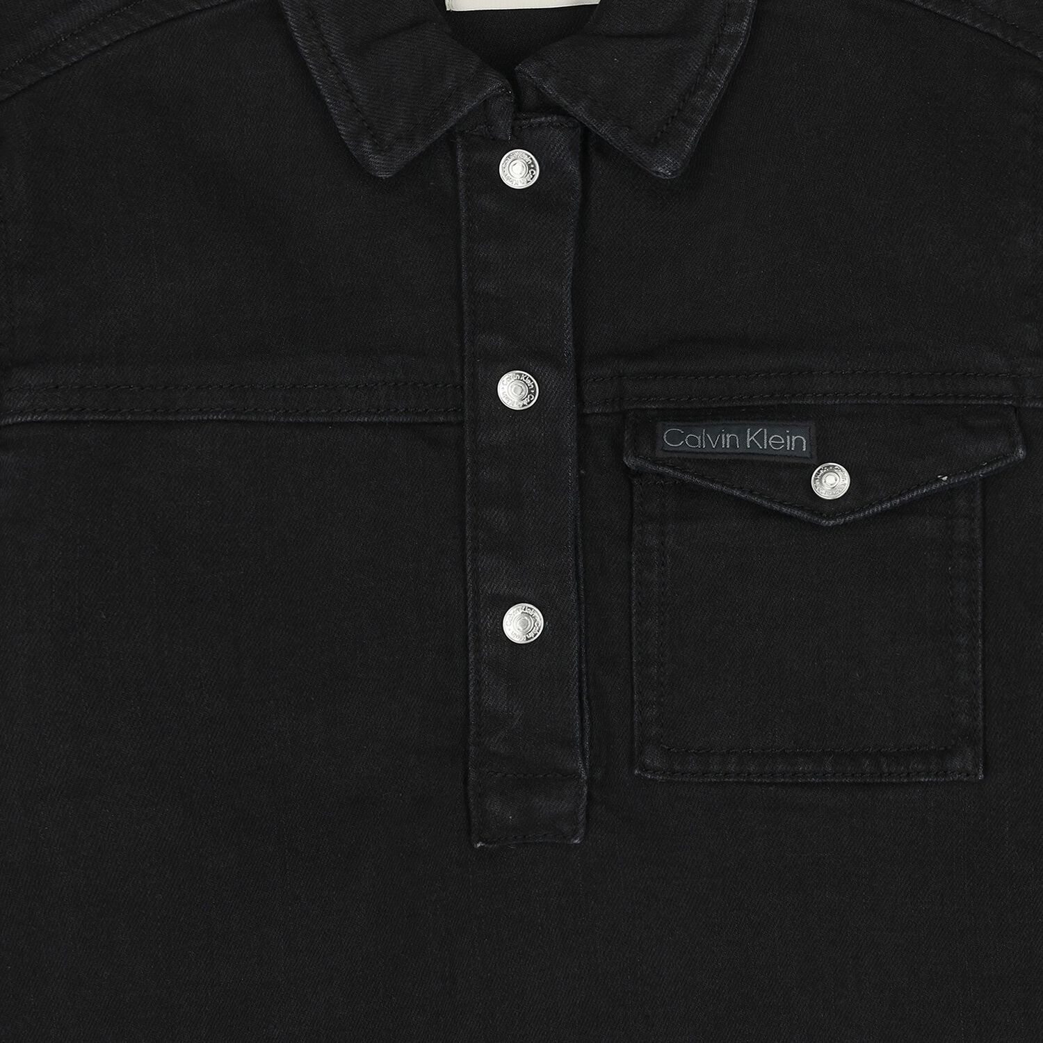 Girls Black Denim Dress, 1, hi-res