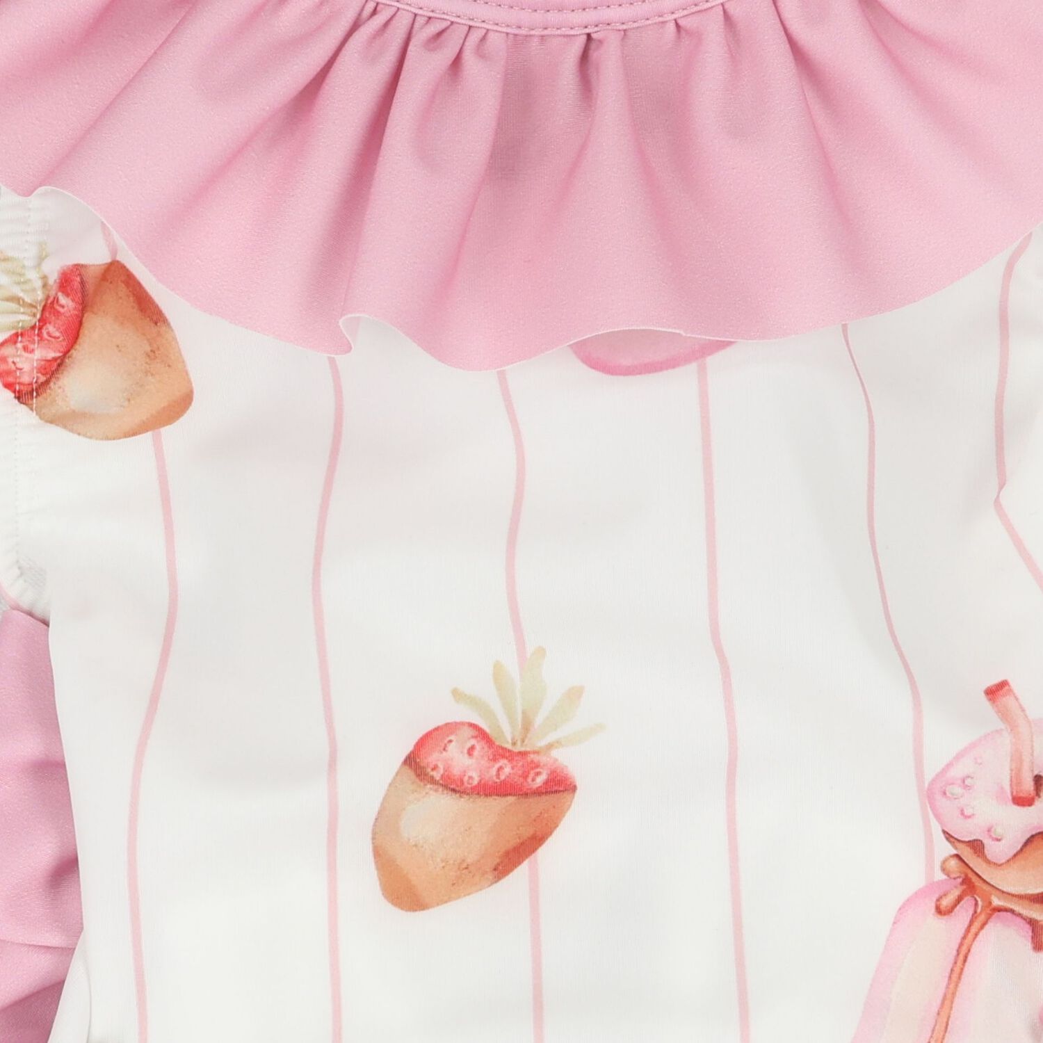 Girls White & Pink Milkshake Swimsuit, 2, hi-res