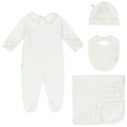 Baby Boys White & Gold Logo Babygrow Gift Set, 1, hi-res