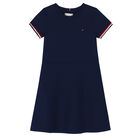 Girls Navy Logo Dress, 1, hi-res