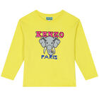 Girls Yellow Elephant Long Sleeve Top, 2, hi-res