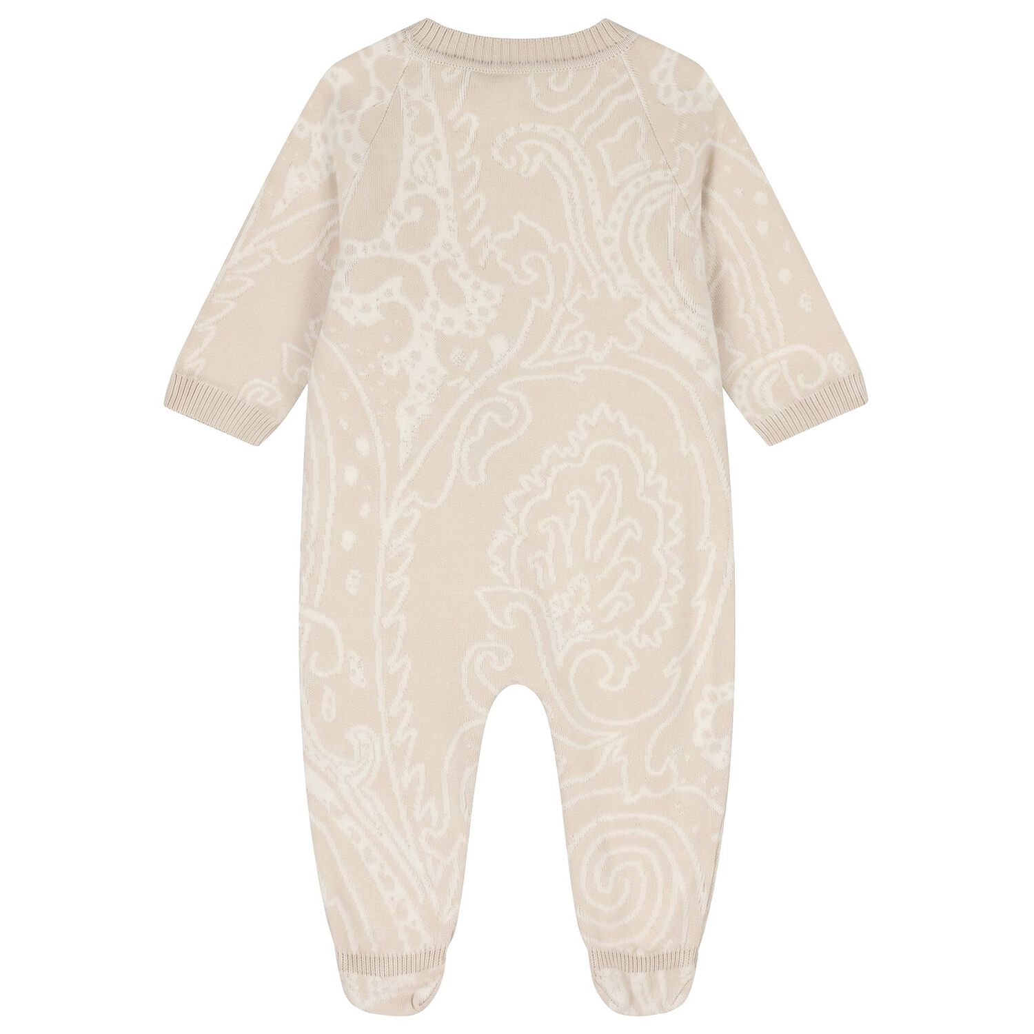 Beige Logo Paisley Knitted Babygrow Gift Set, 1, hi-res