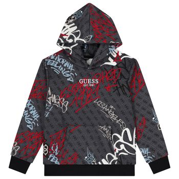 Boys Grey Logo Hooded Top