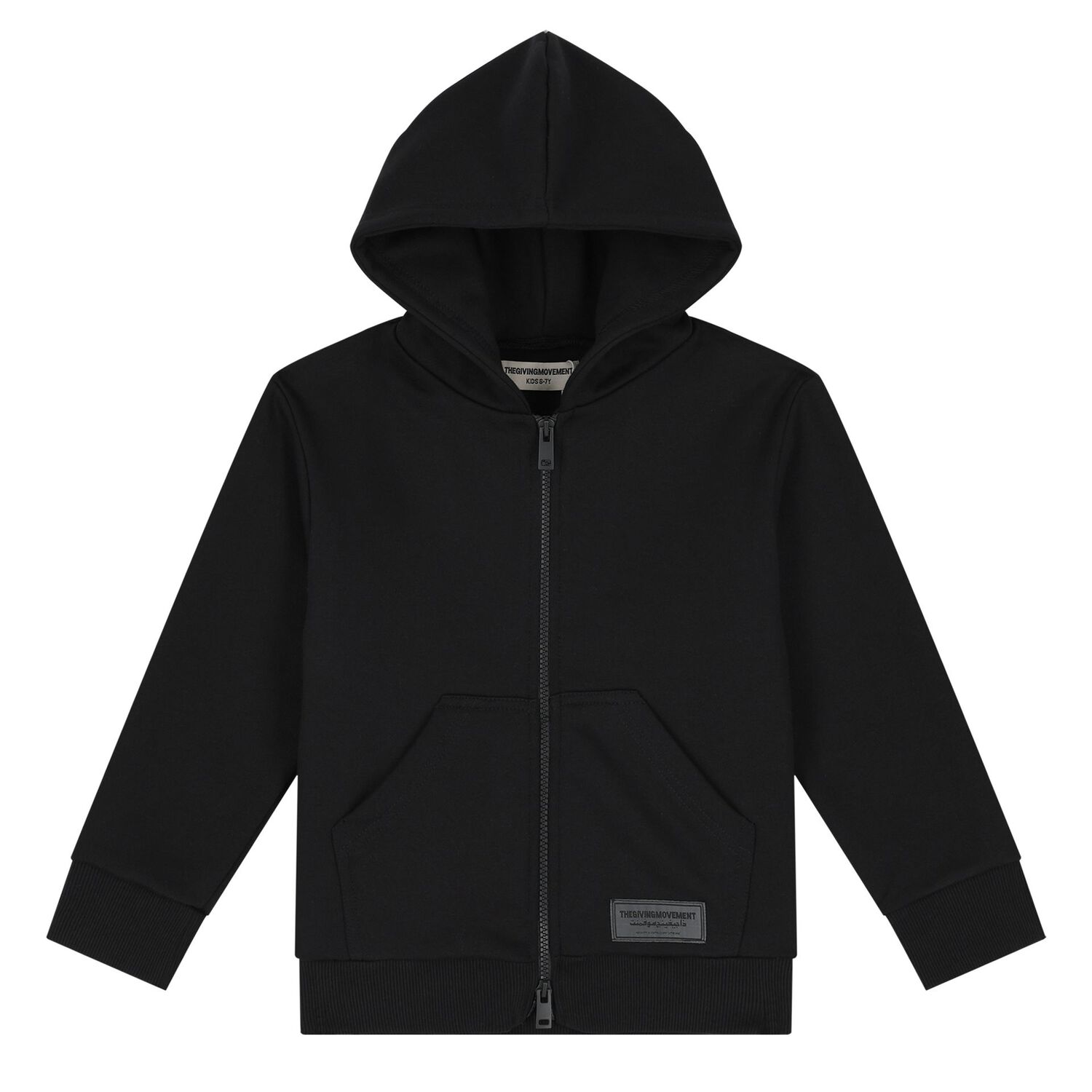 Black Logo Hooded Zip Up Top, 3, hi-res