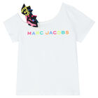 Girls White Asymmetric Logo T-Shirt, 1, hi-res