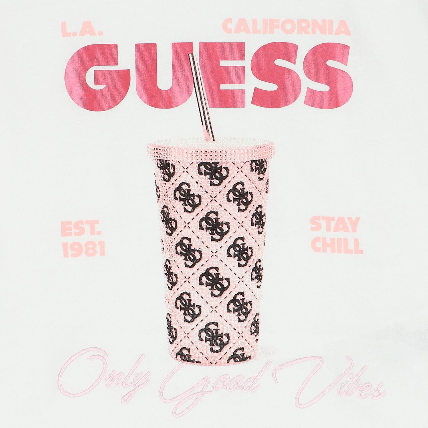 Girls White 'Only Good Vibes' T-Shirt, 1, hi-res