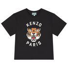 Boys Black Logo Tiger T-Shirt, 4, hi-res