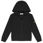 Boys Black Logo Hooded Zip Up Top, 2, hi-res