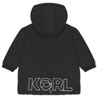 Younger Boys Beige & Black Reversible Puffer Jacket, 1, hi-res