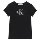 Girls Black Logo T-Shirt, 1, hi-res