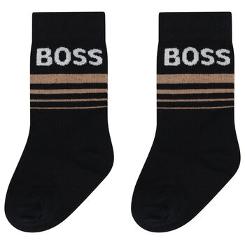 Younger Boys White, Beige & Black Socks ( 3-Pack )