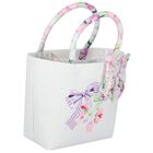 Girls Ivory Bow Floral Hand Bag, 1, hi-res