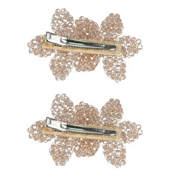 Girls Beige Embellished Flowers Hair Clips ( 2-Pack )
