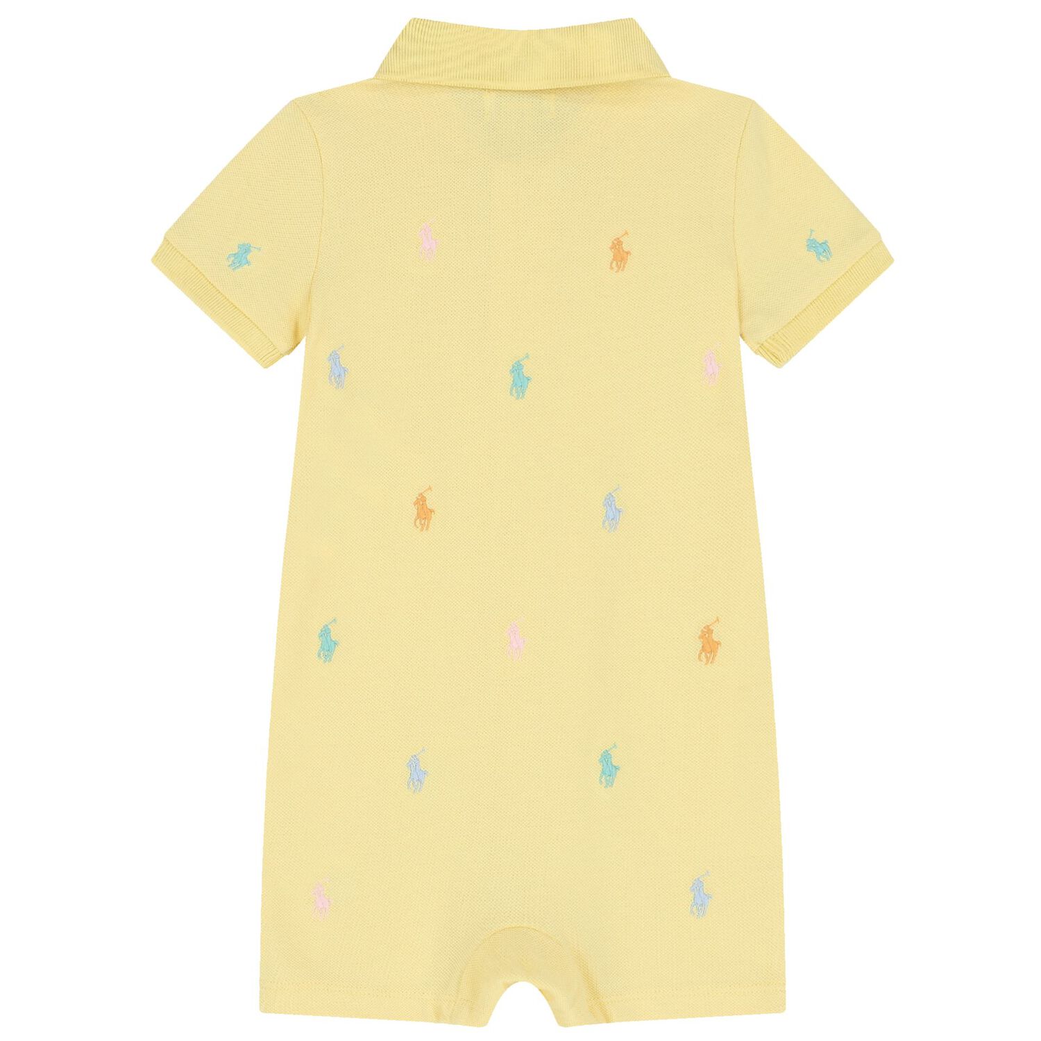 Baby Boys Yellow Logo Polo Romper, 1, hi-res