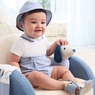 Baby Boys White & Blue Romper Set, 1, hi-res