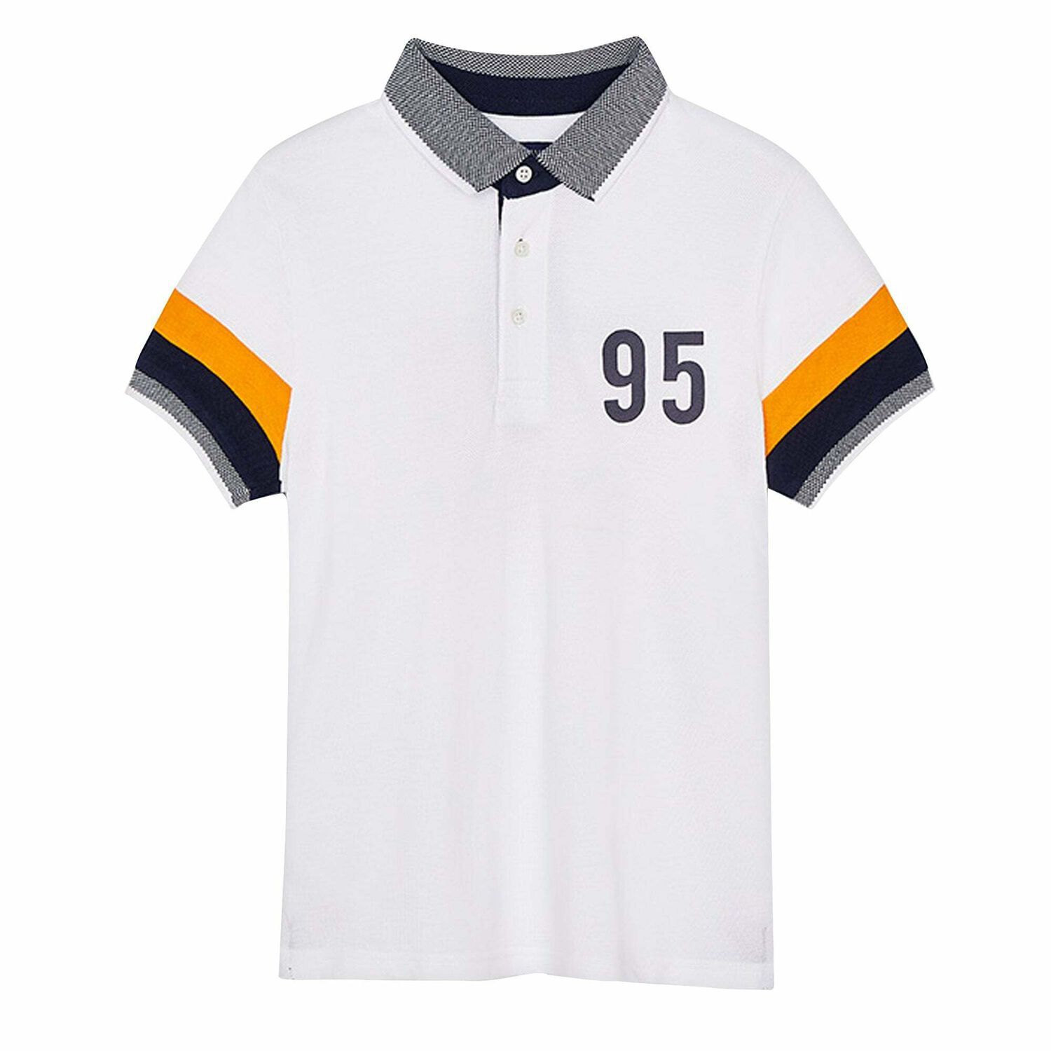 Boys White Cotton Polo Shirt, 2, hi-res