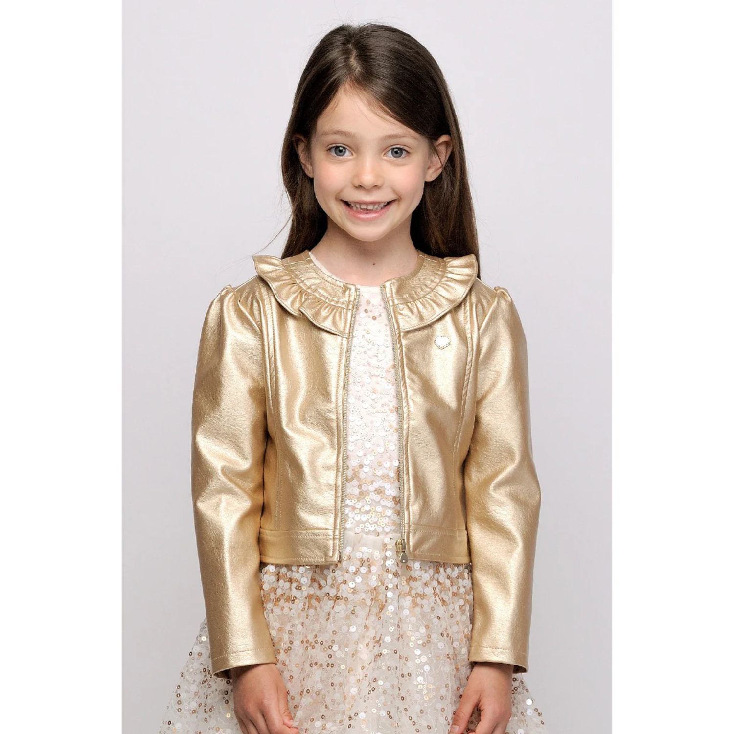 Girls Ivory & Gold Sequins Dress, 1, hi-res image number null