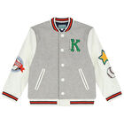 Boys Grey & Ivory Logo Varsity Jacket, 1, hi-res