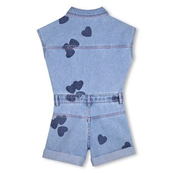 Girls Blue Heart Denim Playsuit