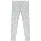 Girls Grey & Silver Animal Print Leggings, 1, hi-res