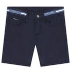 Boys Navy Blue Logo Shorts, 2, hi-res