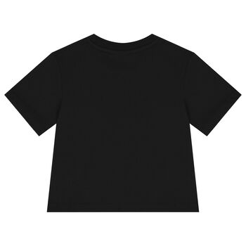 Girls Black Logo Sequin T-Shirt