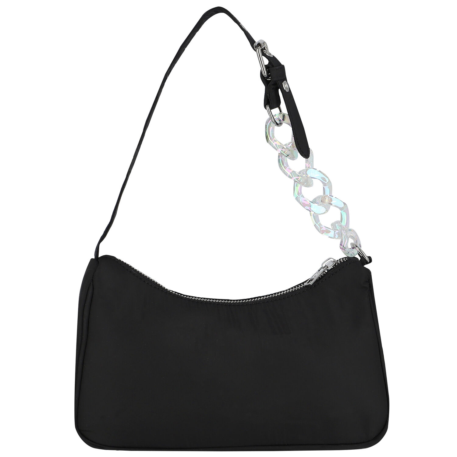 Girls Black Logo Shoulder Bag, 1, hi-res