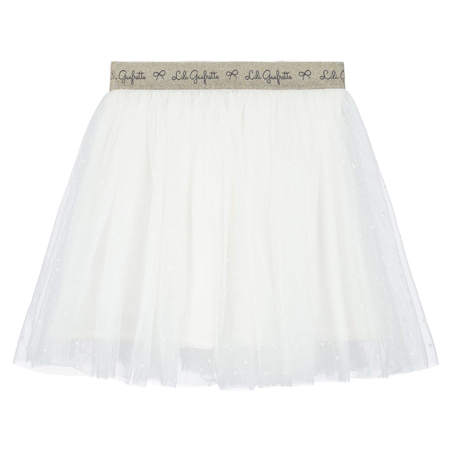 Girls White Tulle Skirt, 1, hi-res
