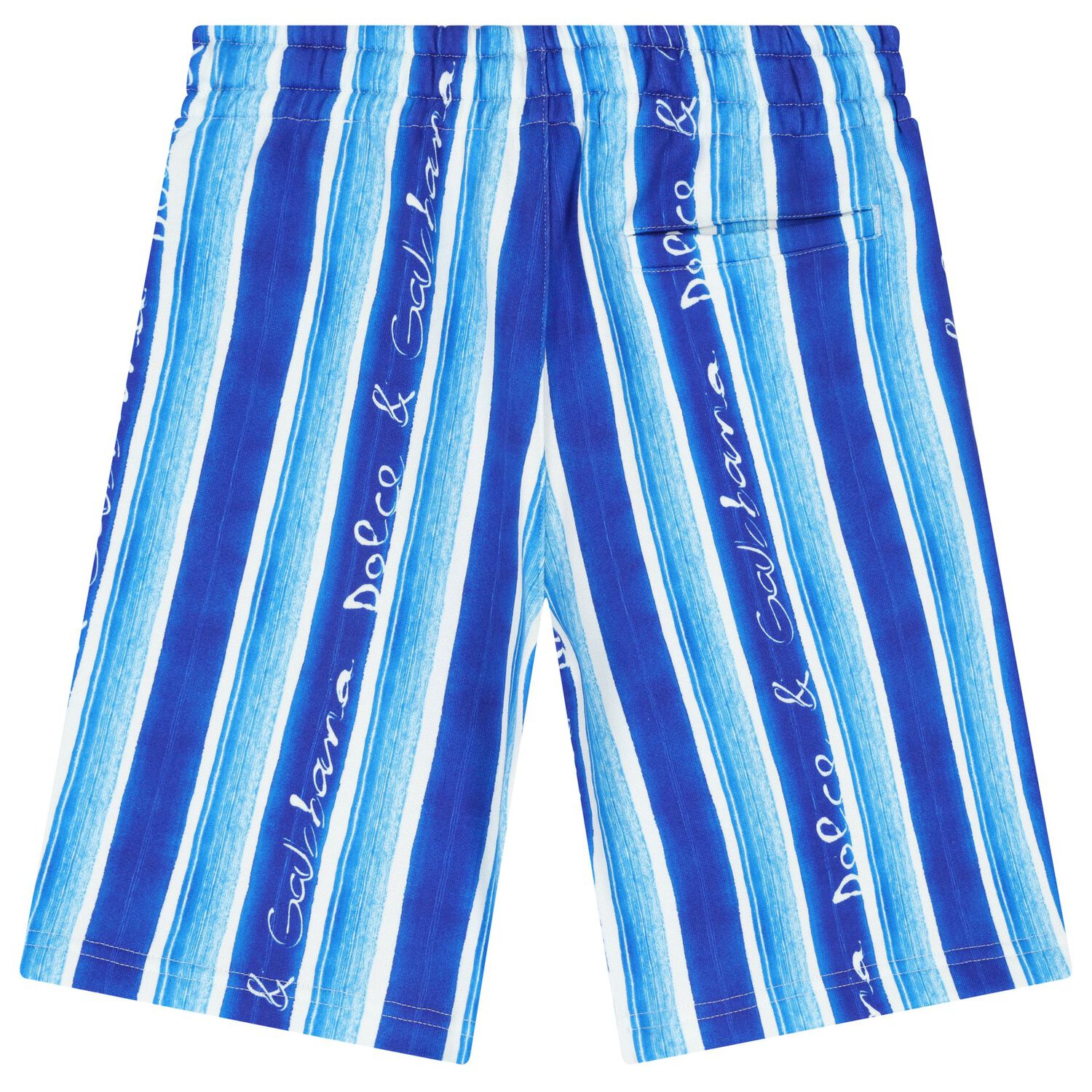 Boys Blue Striped Cotton Logo Shorts, 1, hi-res image number null