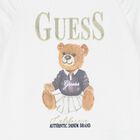 Girls White Teddy Bear Logo Sweatshirt, 1, hi-res