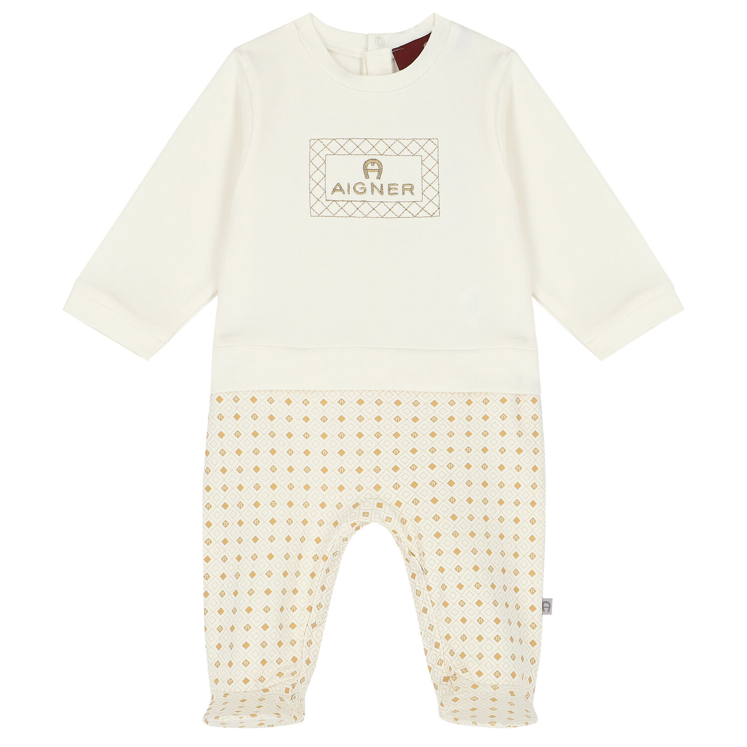 Ivory & Gold Logo Babygrow Set, 1, hi-res