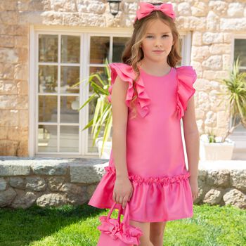 Girls Pink Ruffled Dress