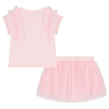Girls Pink Ruffled Skirt Set