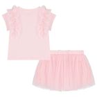 Girls Pink Ruffled Skirt Set, 1, hi-res