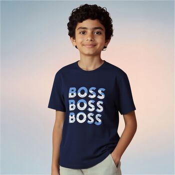Boys Navy Blue Logo T-Shirt