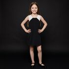 Girls Black & White Bow Dress, 1, hi-res