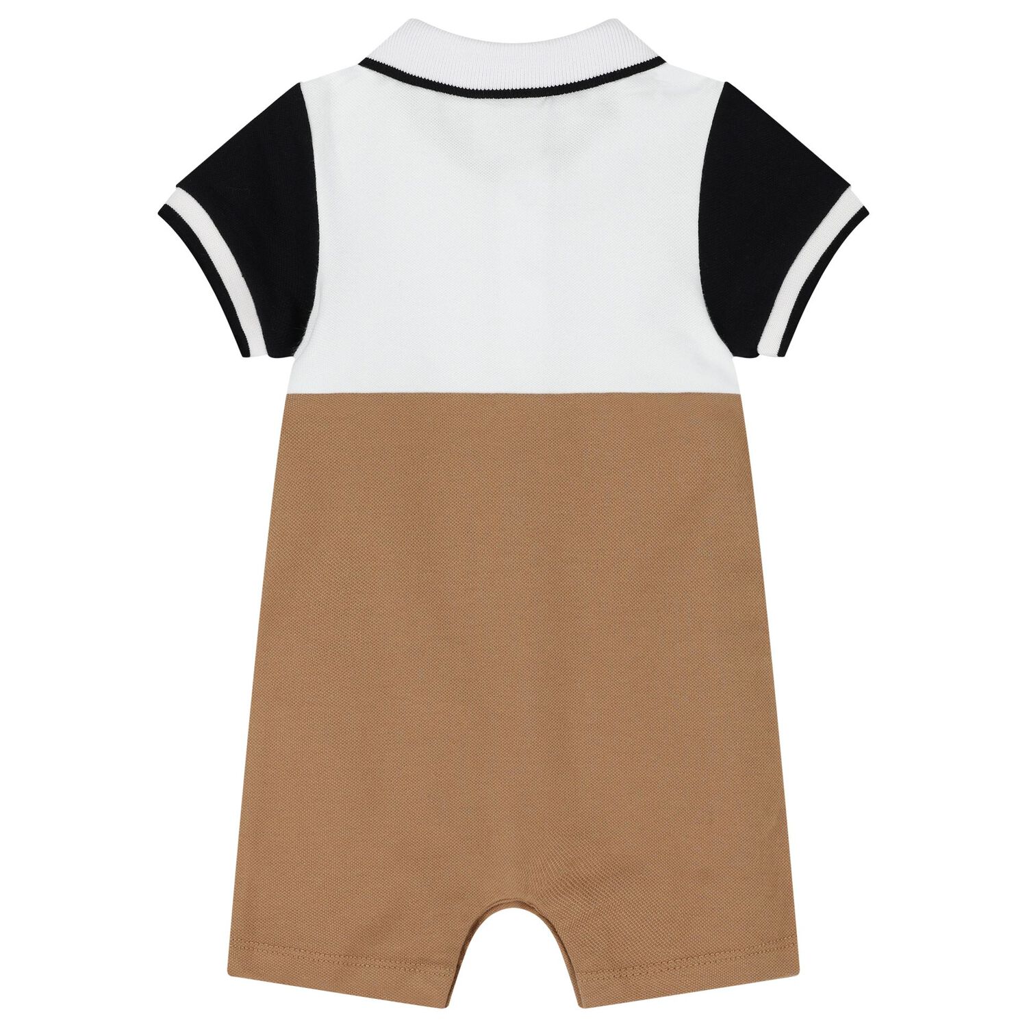Baby Boys White & Beige Logo Romper, 3, hi-res