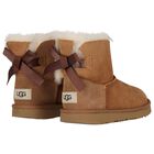 Girls Beige Mini Bailey Bow II Suede Boots, 2, hi-res