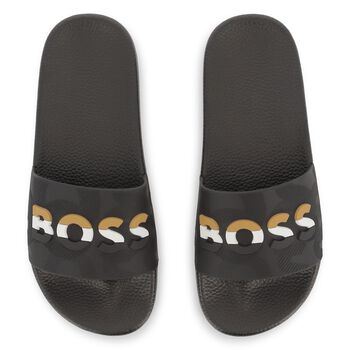 Boys Black Logo Sliders