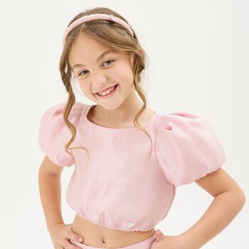 Girls Pink Logo Pearl Headband