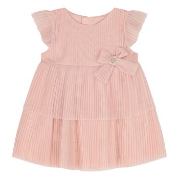 Younger Girls Pink Pleated Tulle Dress