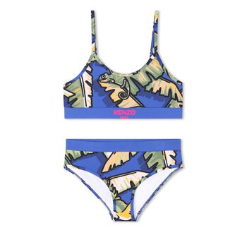 Girls Blue & Green Jungle Bikini