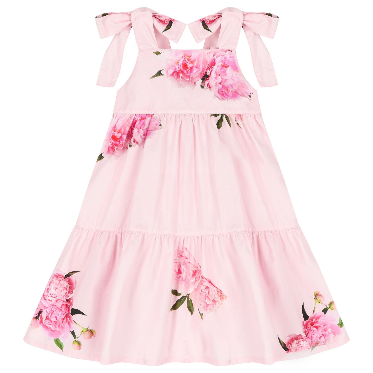 Girls Pink Bow Peony Dress, 1, hi-res image number null