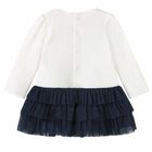Younger Girls Navy Blue & Ivory Tulle Dress, 2, hi-res