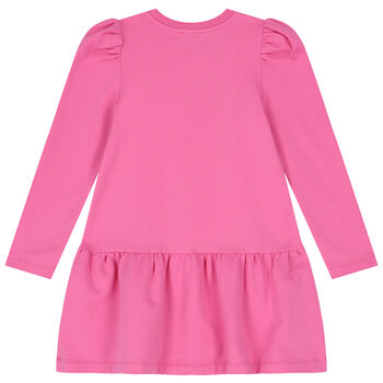 Girls Pink Teddy Bear Logo Dress